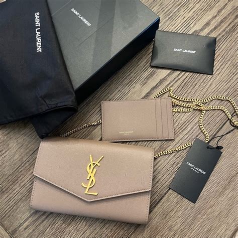 YSL nude / brown crossbody with cardholder 